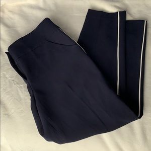 Ann Taylor Navy Blue Slacks with White Side Line